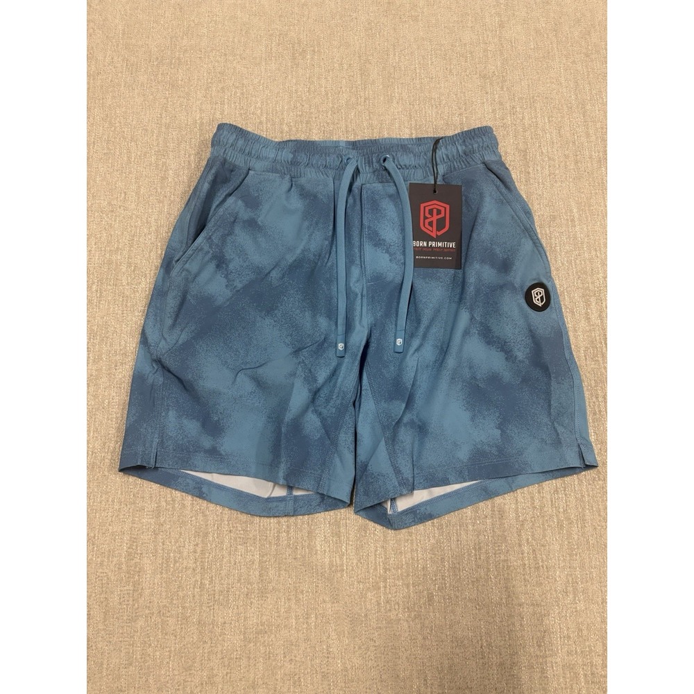 Born Primitive Peak Shorts 7" Inseam Glacier Blue Mens Small Athletic Gym NEW